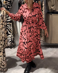 Marisse™ | Midi Dress with Print and V-Neck