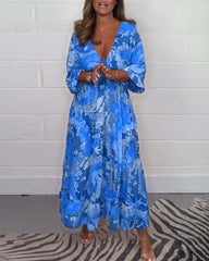 Élodie™ | Long Colorful Dress with Deep V-Neck
