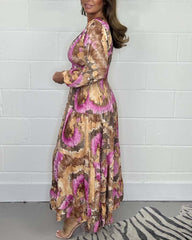 Élodie™ | Long Colorful Dress with Deep V-Neck