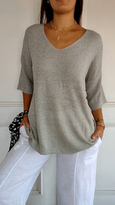 Anna™ | Airy Knit Top with V-Neck
