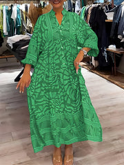Adéle™ | Elegant Dress with Print and V-Neck