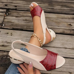 Liora | Heel Sandals with Croco Effect & Open Toe