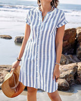 Marthe™ | Elegant Striped Shirt Dress