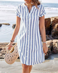 Marthe™ | Elegant Striped Shirt Dress