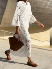 Véronique™ | Elegant Midi Dress with Embroidery