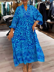 Adéle™ | Elegant Dress with Print and V-Neck