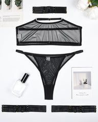Eline™ | 4-Piece Transparent Mesh Lingerie Set