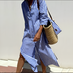 Vivienne™ | Elegant Striped Shirt Dress