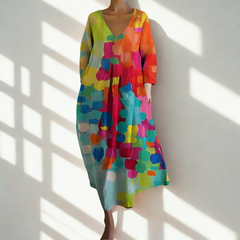 Iris™ | Colorful Dress with V-Neck