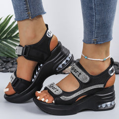 Selena | Elegant Comfort Sandals with Platform and Rhinestones