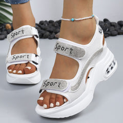 Selena | Elegant Comfort Sandals with Platform and Rhinestones