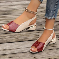 Liora | Heel Sandals with Croco Effect & Open Toe