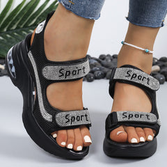 Selena | Elegant Comfort Sandals with Platform and Rhinestones