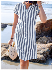 Marthe™ | Elegant Striped Shirt Dress