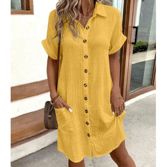 Carline™ | Cotton Summer Dress with Collar