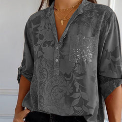 Carla™ | Printed Blouse with Roll-Up Sleeves