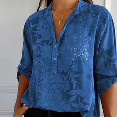 Carla™ | Printed Blouse with Roll-Up Sleeves