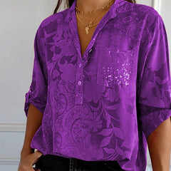 Carla™ | Printed Blouse with Roll-Up Sleeves