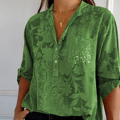 Carla™ | Printed Blouse with Roll-Up Sleeves