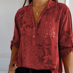 Carla™ | Printed Blouse with Roll-Up Sleeves