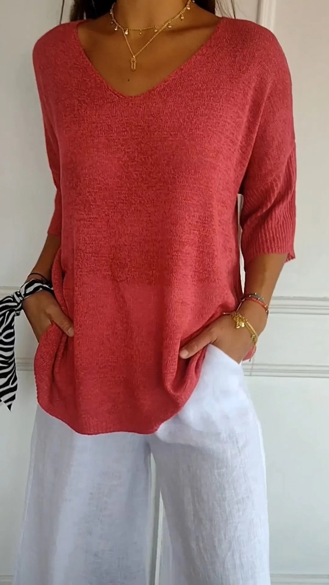 Anna™ | Airy Knit Top with V-Neck
