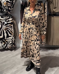 Marisse™ | Midi Dress with Print and V-Neck