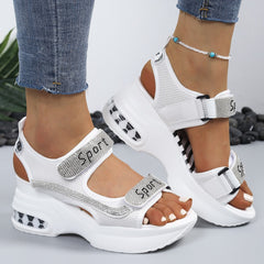 Selena | Elegant Comfort Sandals with Platform and Rhinestones