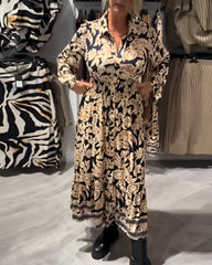 Marisse™ | Midi Dress with Print and V-Neck