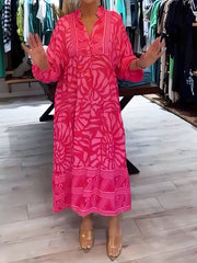 Adéle™ | Elegant Dress with Print and V-Neck