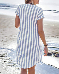 Marthe™ | Elegant Striped Shirt Dress