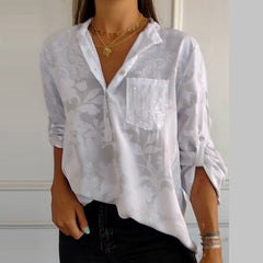 Carla™  | Printed Blouse with Roll-Up Sleeves